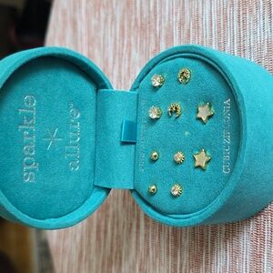 SPARKLE ALLURE BRAND FASHION JEWELRY 5 PAIRS OF STUD PIERCED EARRINGS